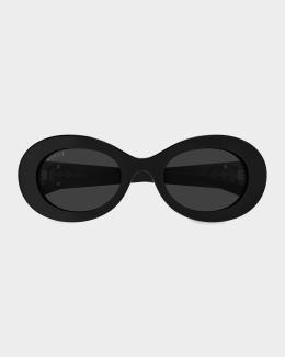 Gucci 52mm Acetate Oval Sunglasses | Neiman Marcus
