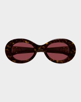 Gucci Web Stripe 55mm Oval Sunglasses | Neiman Marcus