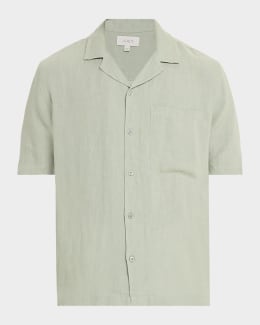 Theory Men's Textured Cotton Crosshatch Short-Sleeve Shirt