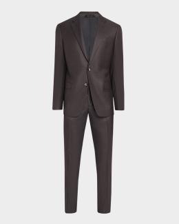 Giorgio Armani Men's Chevron Cupro Relaxed Shawl-Lapel Suit