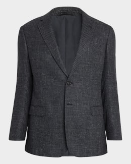 Giorgio Armani Men's Micro-Chevron Cupro and Viscose Collarless