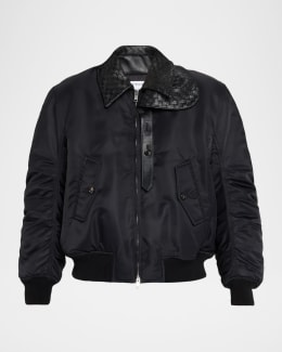 MARK&LONA★52サイズ★ウインドブレーカー★ブラック Gorski Men's Croco-Print Nappa Leather & Loro Piana Wool Bomber