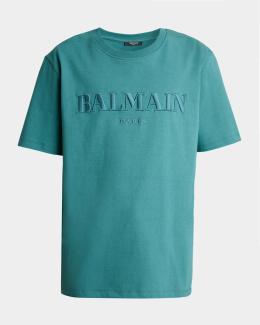 Balmain Men's Crystal Vintage Logo Crewneck T-Shirt | Neiman Marcus
