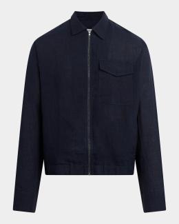 Hudson Men's Worker Coated Black Denim Jacket | Neiman Marcus