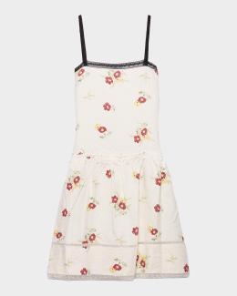スーツ・フォーマル・ドレス PRADA 17FW Poster Girl Printed Mini Dres Prada Embroidered Slubbed Flax Linen Mini Dress | Neiman Marcus