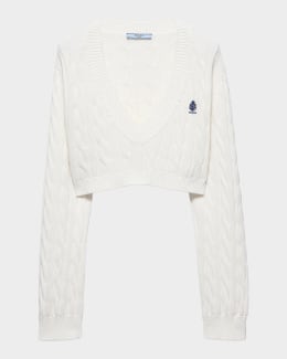 Prada Embroidered Linen Top | Neiman Marcus