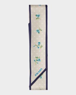 Prada Garden Dots Printed Silk Twill Skinny Scarf | Neiman Marcus