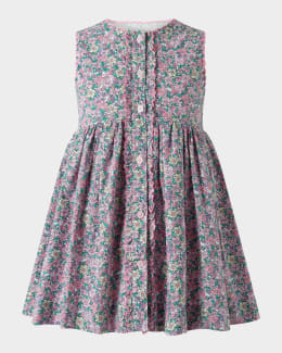 Rachel Riley Girl's Ditsy Daisy Ruched Cotton Dress, Size 4-10