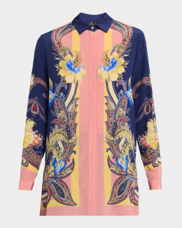 Etro Belted Paisley Silk Fringed Dustcoat | Neiman Marcus