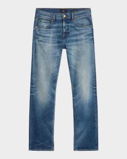 MONCLER デニムパンツ ライトブルー 30 Moncler Men's Vintage Wash Denim Relaxed-Fit Jeans | Neiman Marcus
