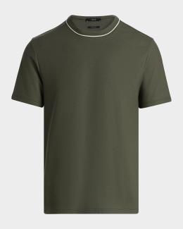 Giorgio Armani Men's Box-Jacquard Viscose Stretch Crewneck T-Shirt