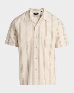 Amiri Men's Spirit Stripe Cotton Poplin Label-Pocket Camp Shirt