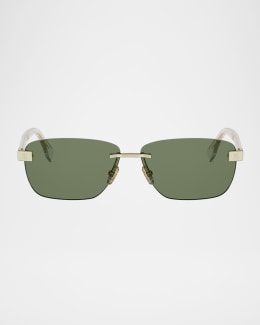 Fendi Men's FF-Logo Rimless Shield Sunglasses | Neiman Marcus