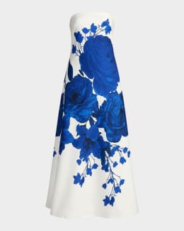 Mac Duggal Strapless Brocade Fit & Flare Midi Dress w/ Pockets | Neiman  Marcus