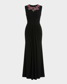 black dress with white collar long sleeves Black Velvet Maxi Dress with White Collar main image 0