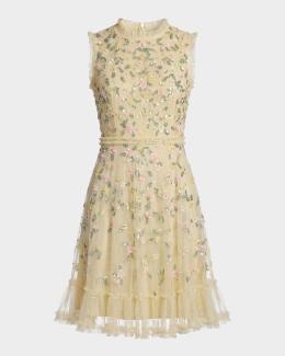 mac duggal halter polka dot ruffle charmeuse maxi dress Beige Tiered Ruffle Polka Dot Charmeuse Gown