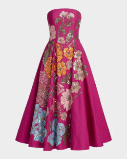Mac Duggal Beaded Chiffon Midi Dress | Neiman Marcus