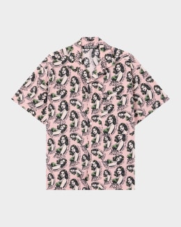 Palm Angels Men's Classic Back-Logo Check Button-Down Shirt