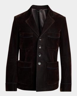 TOM FORD Men's Suede Four-Pocket Military Jacket | Neiman Marcus