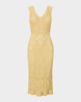 staud claretta rib knit maxi dress STAUD Claretta Backless Pleated Rib-Knit Dress