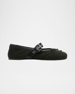 Miu Miu Suede Mary Jane Ballerina Flats | Neiman Marcus