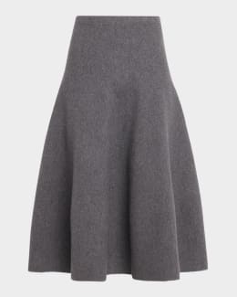 Brunello Cucinelli Donegal Wool Tweed Pleated Midi Skirt | Neiman