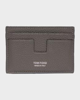 TOM FORD Men's T-Line Grained Leather Card Holder | Neiman Marcus