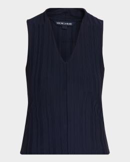 Veronica Beard Dravin Striped Crochet Top | Neiman Marcus