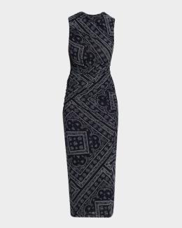 ganni glitter knit dress Space-Dyed Sheath Midi-Dress Fwrd