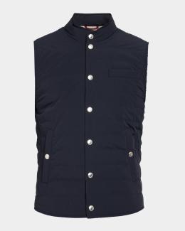 Brunello Cucinelli Men's Wool Padded Full-Zip Vest | Neiman Marcus