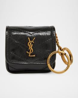 Saint Laurent Cassandre Logo Quilted Leather Card Case | Neiman Marcus