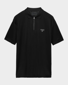 Prada Men's Silk and Cotton Polo Shirt | Neiman Marcus