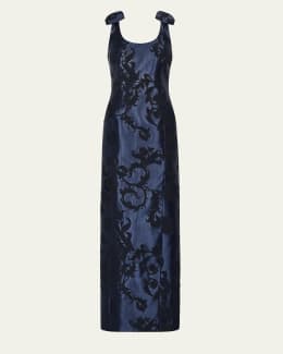 Milly Anna Grand Fleur Floral-Embroidered Maxi Dress | Neiman Marcus