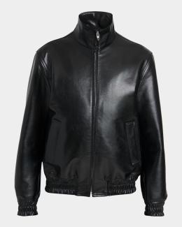 Emporio Armani Men's Oversized-Pocket Leather Bomber Jacket