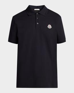 Moncler Men's Cotton Archive Logo Polo Shirt | Neiman Marcus