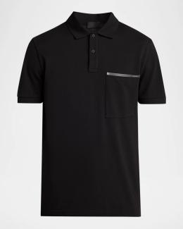 Givenchy Men's Grosgrain Label Pique Polo Shirt | Neiman Marcus