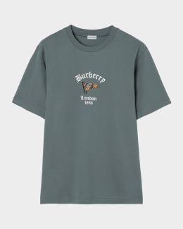 Burberry Men's Check Cursive Logo Cotton T-Shirt | Neiman Marcus