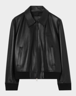 Emporio Armani Men's Oversized-Pocket Leather Bomber Jacket