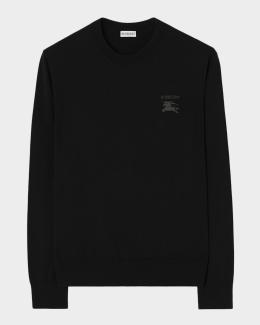 Burberry Men's Check Trim Wool Half-Zip Sweater | Neiman Marcus