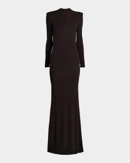 NICHOLAS Jocelyn Ruched Deep V-Neck Gown