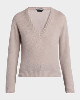 Jil Sander Cashmere-Silk V-Neck Sweater | Neiman Marcus
