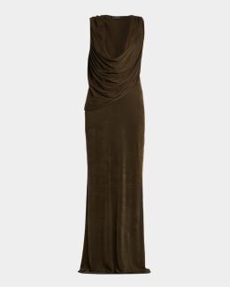 et ochs kamila sleeveless square-neck layered column maxi dress Jil Plunging Draped Gown WL25-12337