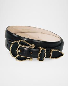 Déhanche Colette Gold-Tone Buckle Leather Belt | Neiman Marcus display picture 2