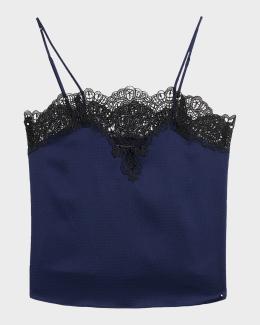 L'AGENCE Mitsu Lace-Trim Satin Camisole | Neiman Marcus