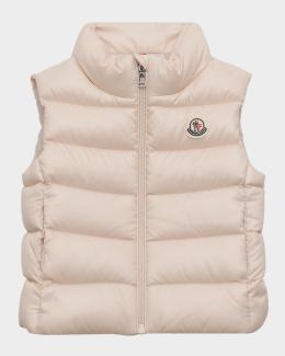 Moncler Girl's Odile A-Line Ruffle-Trim Coat, Size 12M-3 | Neiman