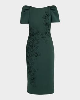 badgley mischka emerald green dress Cutout Strapless Sweetheart Midi floaty short sleeve