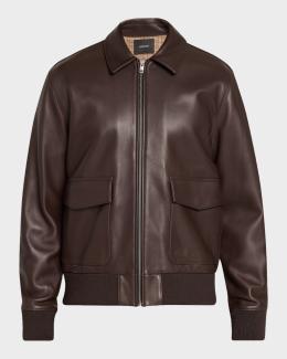 Emporio Armani Men's Oversized-Pocket Leather Bomber Jacket