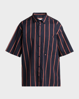Moncler Men's Striped-Trim Cotton Pique Polo Shirt | Neiman Marcus