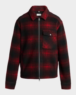 美品 ランウェイ ボッテガ ヴェネタ レザーZIP チェック柄 ジャケット 52 Bottega Veneta Men's Multicolor Fleck Zip Jacket | Neiman Marcus