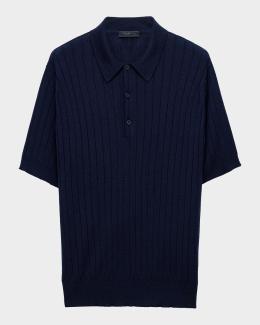 Prada Men's Short-Sleeve Openwork Cotton Polo Shirt | Neiman Marcus